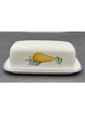 Vintage Pfaltzgraff Summer Garden Lidded Butter Dish Rare Stoneware